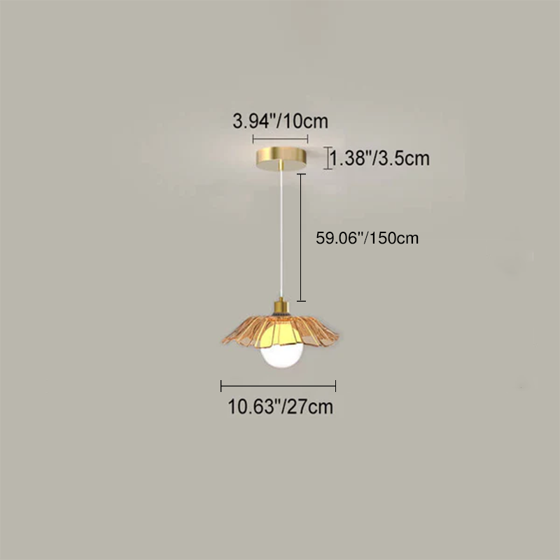 Modern Minimalist Glass Flower Design Iron 1-Light Pendant Light For Living Room