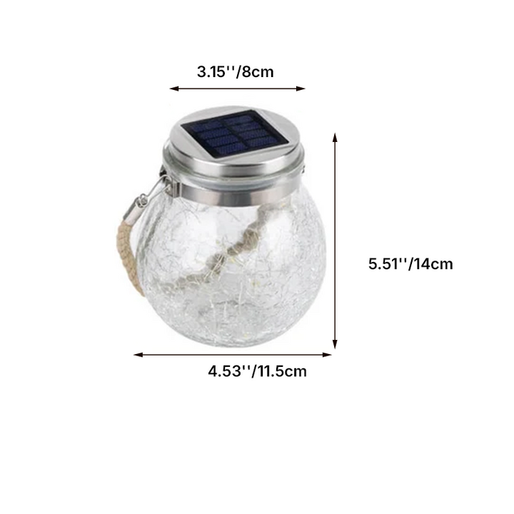 Contemporary Creative Crackle Round ABS Twine Stainless Steel Cracked Glass Jar Garden Decorative Light Solar LED Outdoor For Outdoor