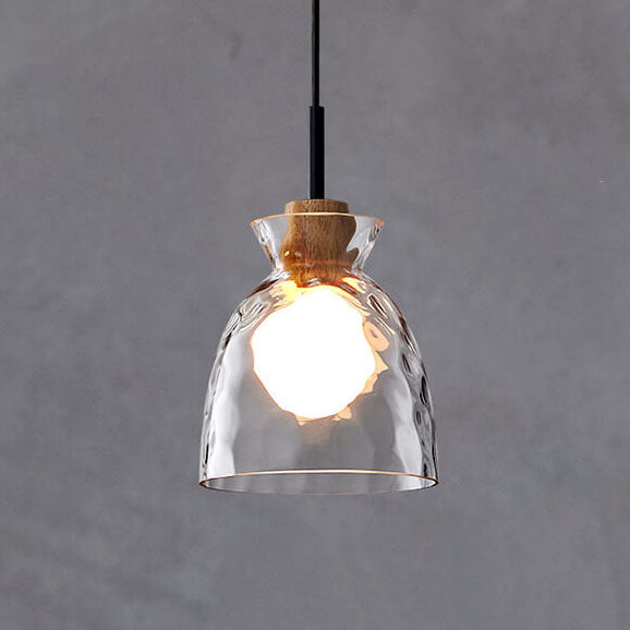 Nordic Clear Rippled Glass Shaded 1-Light Pendant Light