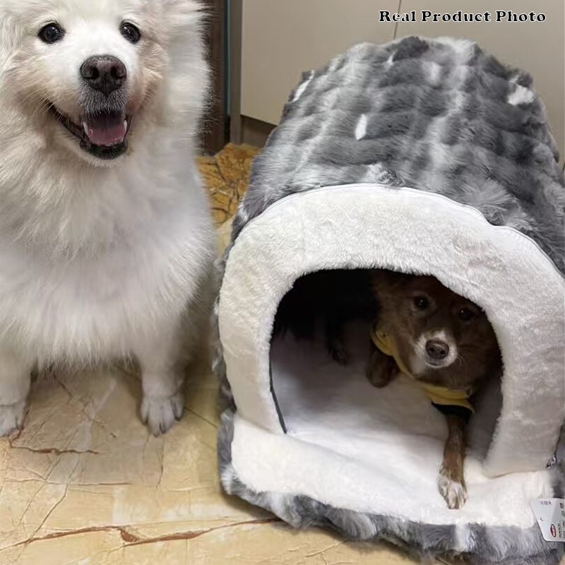 Modern Minimalist Cylindrical Velvet Latex Anti-Slip Dotted Fabric Cat Bed &amp; Dog Bed For Bedroom