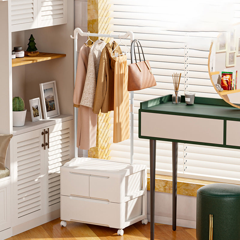 Armoire de rangement mobile à 3 compartiments en PP et acier au carbone, forme rectangulaire, style minimaliste moderne, oreilles de chat, pour chambre à coucher 