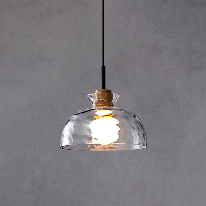 Nordic Clear Rippled Glass Shaded 1-Light Pendant Light