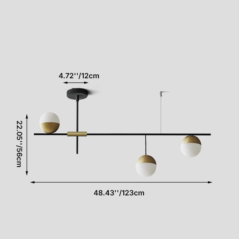 Moderne Mid-Century Fer Linéaire Verre Bulle Abat-jour 3/9-Lumière Îlot Lustre Pour Salle à Manger 