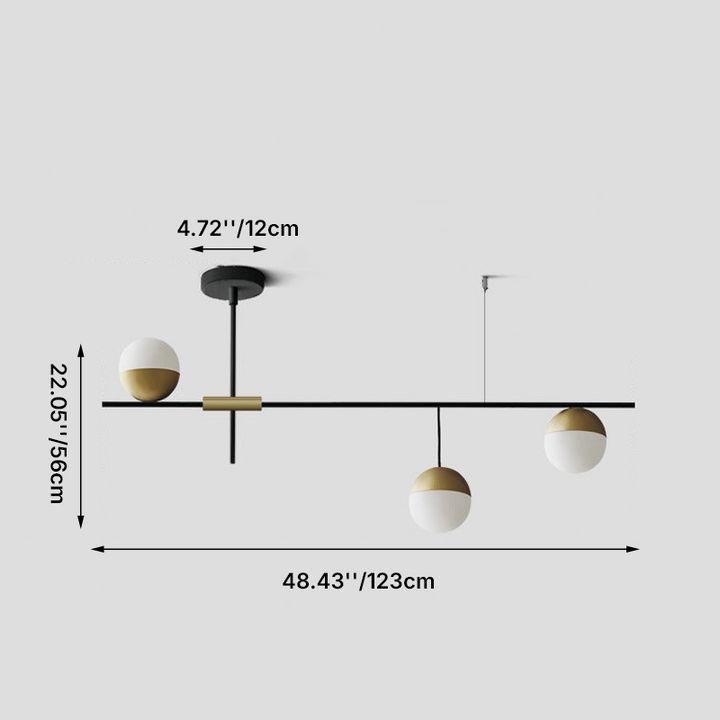 Moderne Mid-Century Fer Linéaire Verre Bulle Abat-jour 3/9-Lumière Îlot Lustre Pour Salle à Manger 