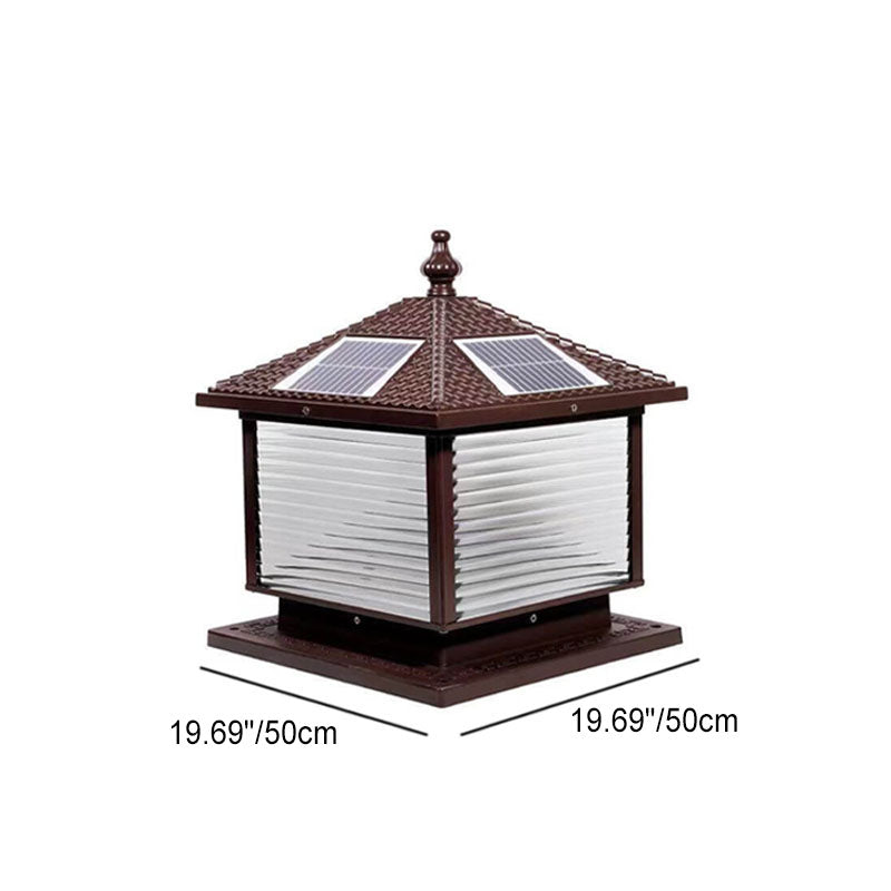 Moderne rétro carré en aluminium moulé sous pression verre solaire extérieur jardin paysage colonne tête lumière 