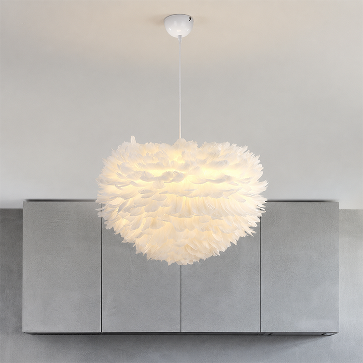 Modern Minimalist Feather Iron 1-Light Heart Shade Pendant Light for Living Room