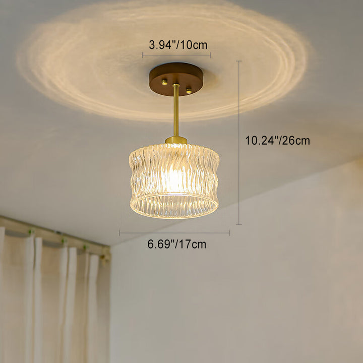 Luz de techo semiempotrada contemporánea de lujo con flor de cobre y vidrio de 1 luz para pasillo 