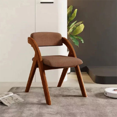 Modern Minimalist Square Cushion Solid Wood Fabric Sponge Dining Chair Foldable Backrest Armrest For Dining Room