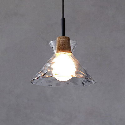 Nordic Clear Rippled Glass Shaded 1-Light Pendant Light