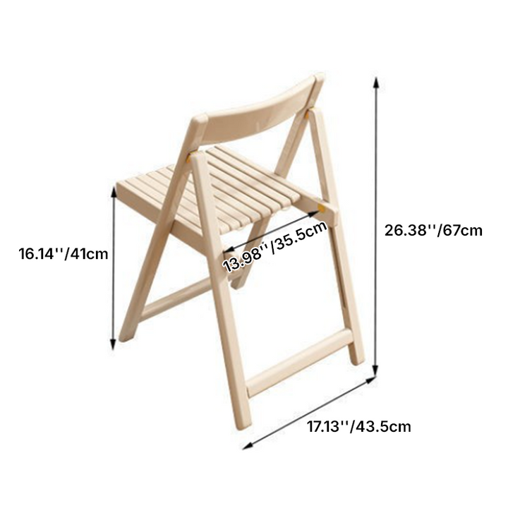 Modern Minimalist Rubberwood Foldable Square Dining Chair With Backrest For Dining Room