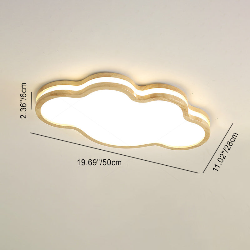 ضوء السقف LED العصري للأطفال من الخشب المطاطي والزجاج على شكل نجمة وسحابة وقمر لغرفة النوم 