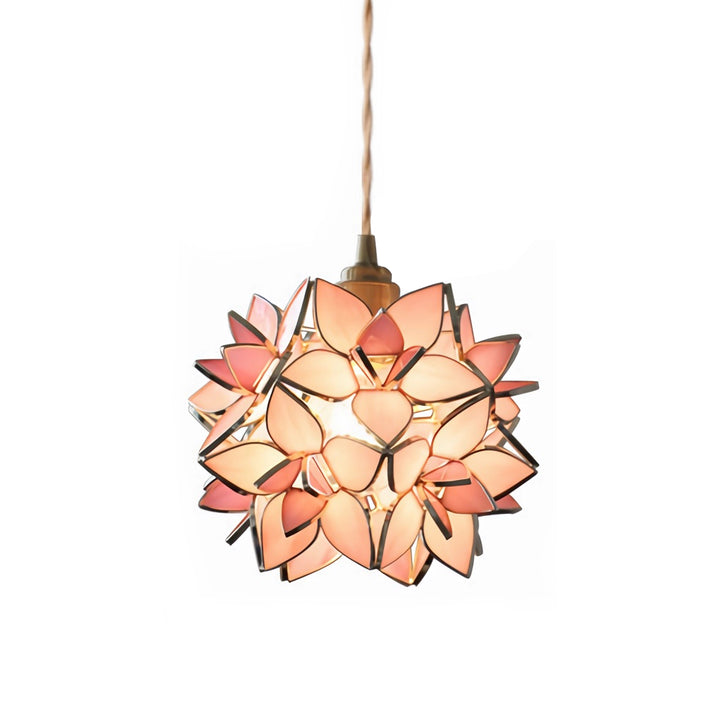 French Luxury Glass Gardenia Petal Ball 1-Light Pendant Light