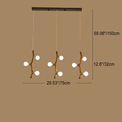 Scandinavian Modern Decorative Tree Branch Hardware Glass 3/5/6/9/15/30 Light Island Light Chandelier