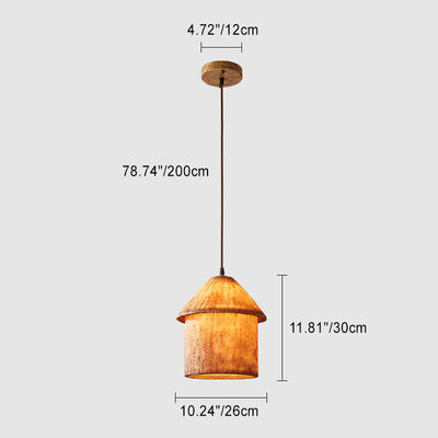 Traditioneller japanischer Harz-Eisen-Kupfer-Haus-Zylinder 1/3 Licht Insel-Licht-Kronleuchter für Esszimmer 