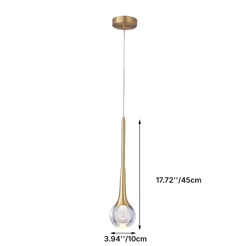 Modern Luxury Glass Brass Teardrop LED Pendant Light For Living Room &amp; Bedroom