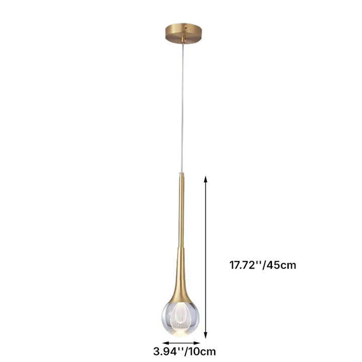 Modern Luxury Glass Brass Teardrop LED Pendant Light For Living Room &amp; Bedroom