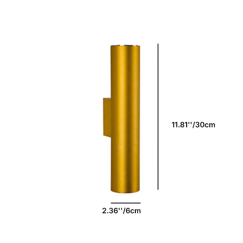 Modern Minimalist Round Aluminum Cylindrical 2-Light Wall Sconce Lamp For Bedroom