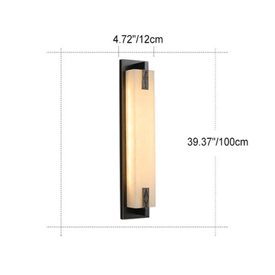 Modern Transitional Rectangular Copper Marble LED Outdoor Wall Sconce Lamp For Outdoor Patio