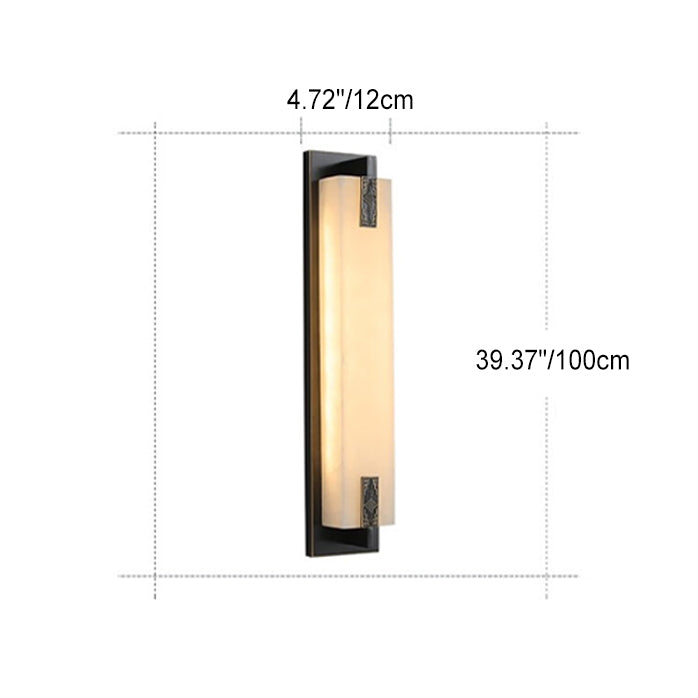 Modern Transitional Rectangular Copper Marble LED Outdoor Wall Sconce Lamp For Outdoor Patio