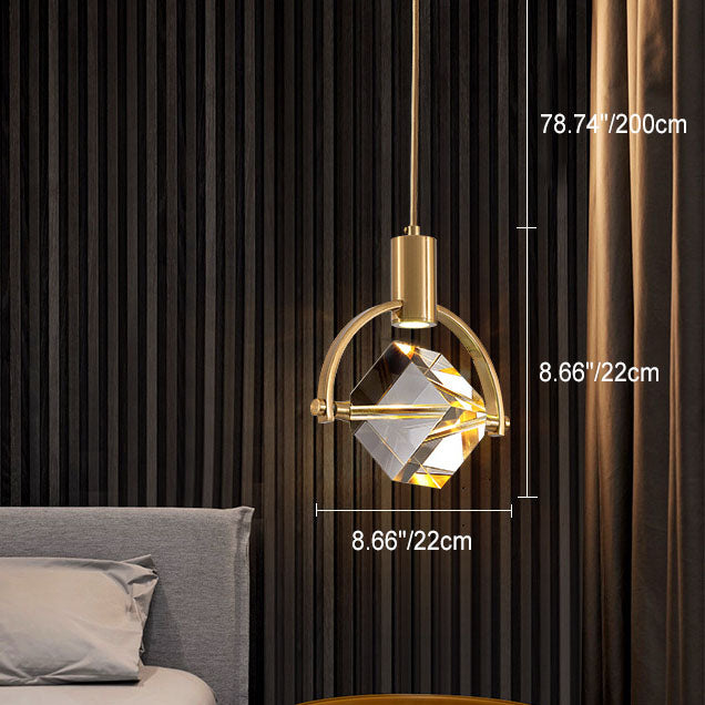 Moderne einfache Eisen-Kupfer-Quadrat-Kreis-Langlinien-1-Licht-Pendelleuchte 