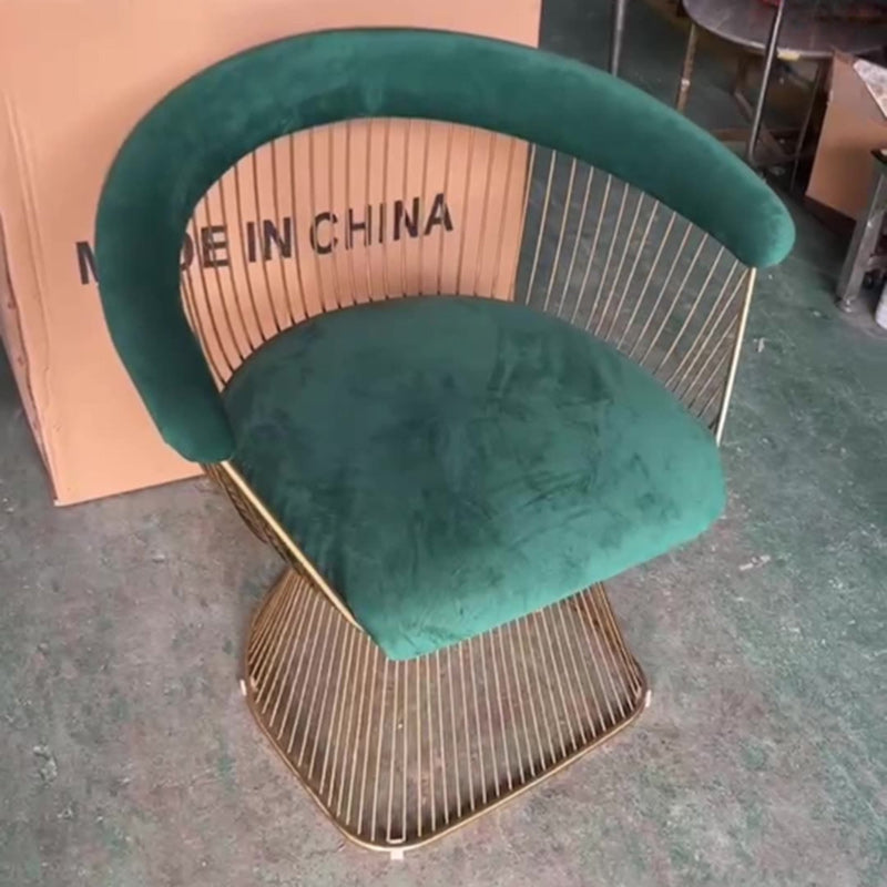 Moderner Luxus Kurven Hohl-Oval Stoff Edelstahl Akzentstuhl Rückenlehne Armlehne Für Wohnzimmer 