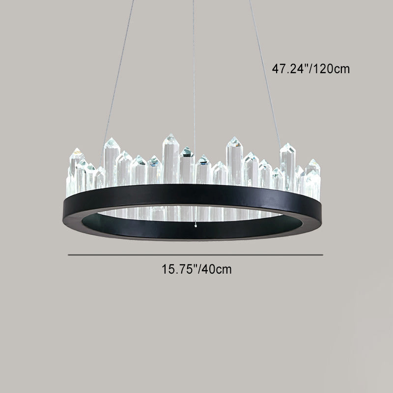 Moderne minimalistische runde Kristall-Hardware-LED-Pendelleuchte für Schlafzimmer 