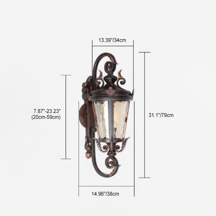 Lámpara de Aplique de Pared de Cilindro de Vidrio de Aluminio Impermeable Tradicional Europea de 1 Luz para Patio Exterior 