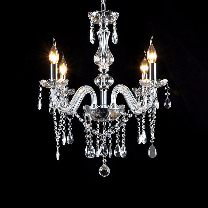 Zeitgenössischer Luxus runder Kerzenhalter Glas 3/4/5/6 Licht Kronleuchter für Wohnzimmer 