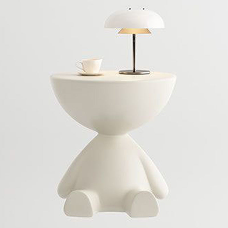 Modern Minimalist Round Small Flat PE End Table 1-Tier For Living Room