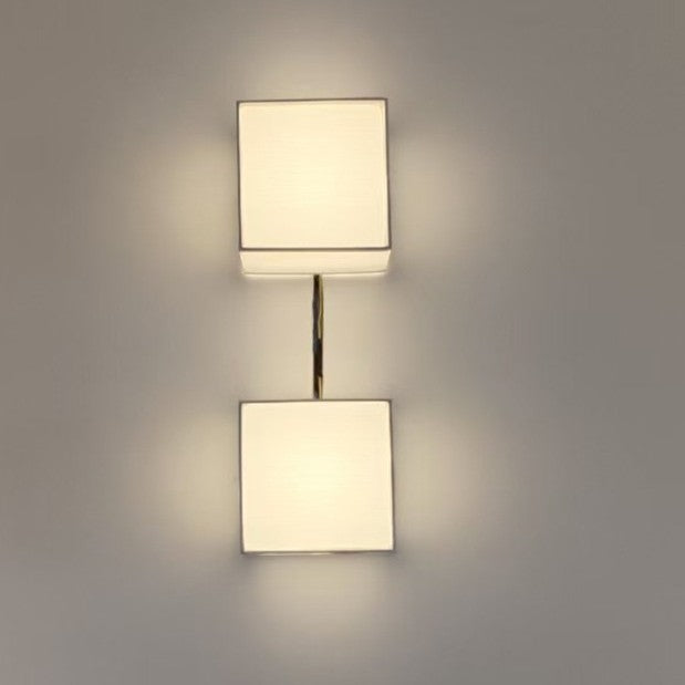 Traditional Japanese Square Fabric Shade LED Wall Sconce Lamp For Living Room