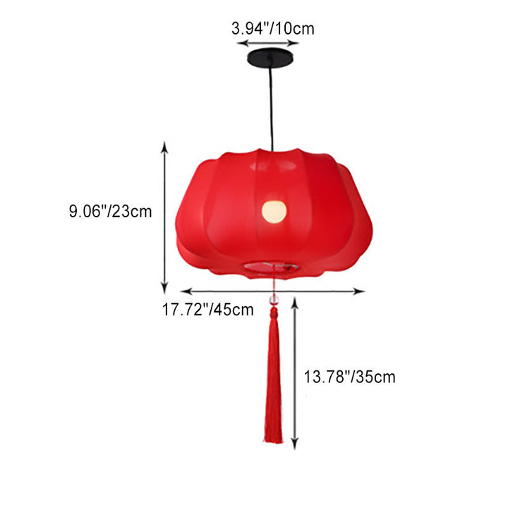 Lanterne chinoise traditionnelle en tissu et fer 1 lumière, suspension pour chambre à coucher 