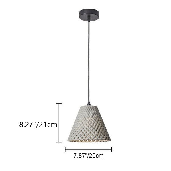 Suspension Luminaire en Ciment à Trou Creux Conique Scandinave Contemporain 1 Lumière Pour Salon 