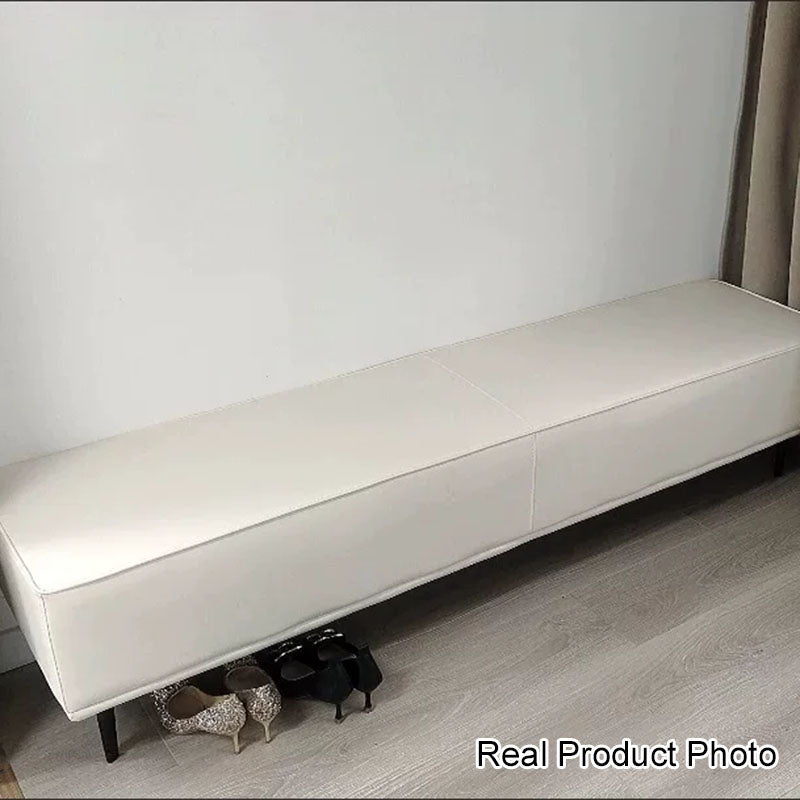 Modern Minimalist Rectangular Microfiber Leather Plywood Steel Sponge End Of The Bed Low Stool Backless For Bedroom