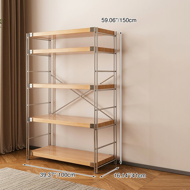 Modern Multi-Tier Storage Shelving Unit With Particleboard Shelves &amp; Carbon Steel Frame - Open Storage Shelf For Living Room, Bedroom &amp; Home Office