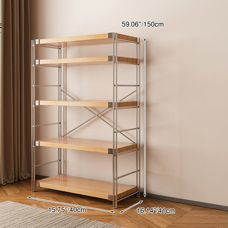 Modern Multi-Tier Storage Shelving Unit With Particleboard Shelves &amp; Carbon Steel Frame - Open Storage Shelf For Living Room, Bedroom &amp; Home Office