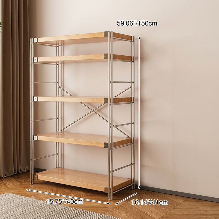 Modern Multi-Tier Storage Shelving Unit With Particleboard Shelves &amp; Carbon Steel Frame - Open Storage Shelf For Living Room, Bedroom &amp; Home Office
