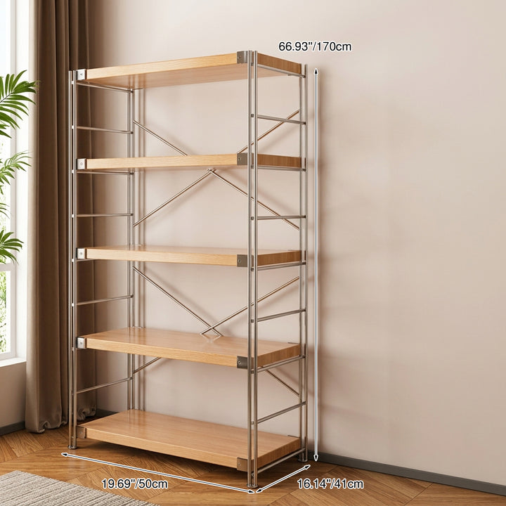 Modern Multi-Tier Storage Shelving Unit With Particleboard Shelves &amp; Carbon Steel Frame - Open Storage Shelf For Living Room, Bedroom &amp; Home Office