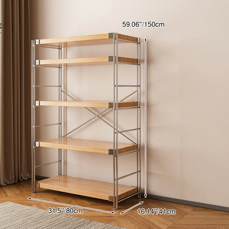 Modern Multi-Tier Storage Shelving Unit With Particleboard Shelves &amp; Carbon Steel Frame - Open Storage Shelf For Living Room, Bedroom &amp; Home Office