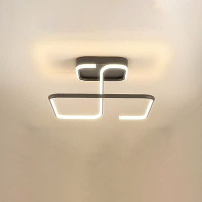 Modern Minimalist Lines Rectangular Iron Acrylic LED Flush Mount Ceiling Light