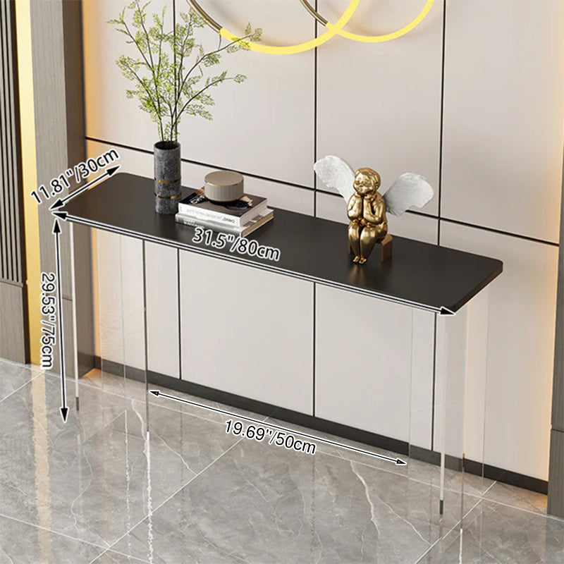 Modern Minimalist Rectangular Particle Board Acrylic Console Table 1-Tier For Living Room