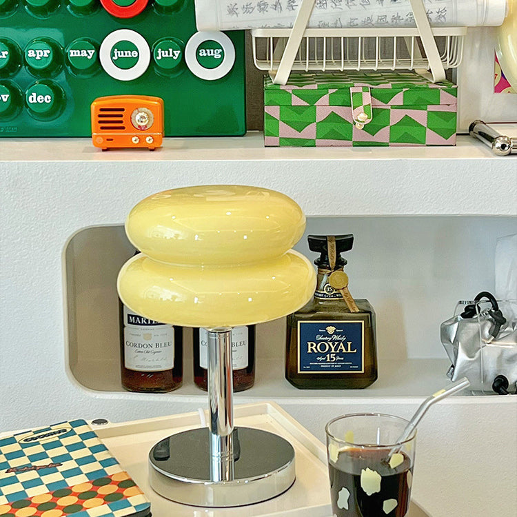 Zeitgenössische kreative runde Pilz USB Glas Eisen LED Tischlampe für Wohnzimmer 