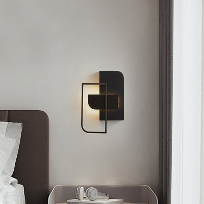 Moderne Mid-Century Wandleuchte aus Kupfer im rechteckigen geometrischen Design mit LED für das Bett 