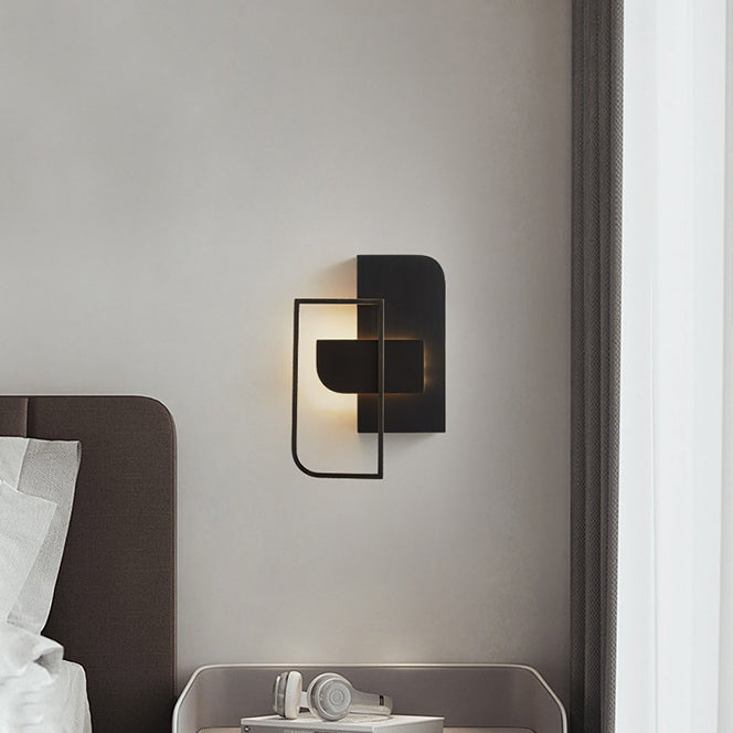 Moderne Mid-Century Wandleuchte aus Kupfer im rechteckigen geometrischen Design mit LED für das Bett 