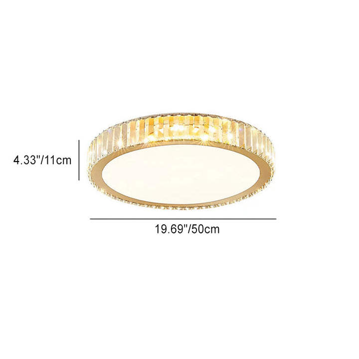 Plafonnier LED en acier inoxydable rond minimaliste moderne avec cristal pour salon 