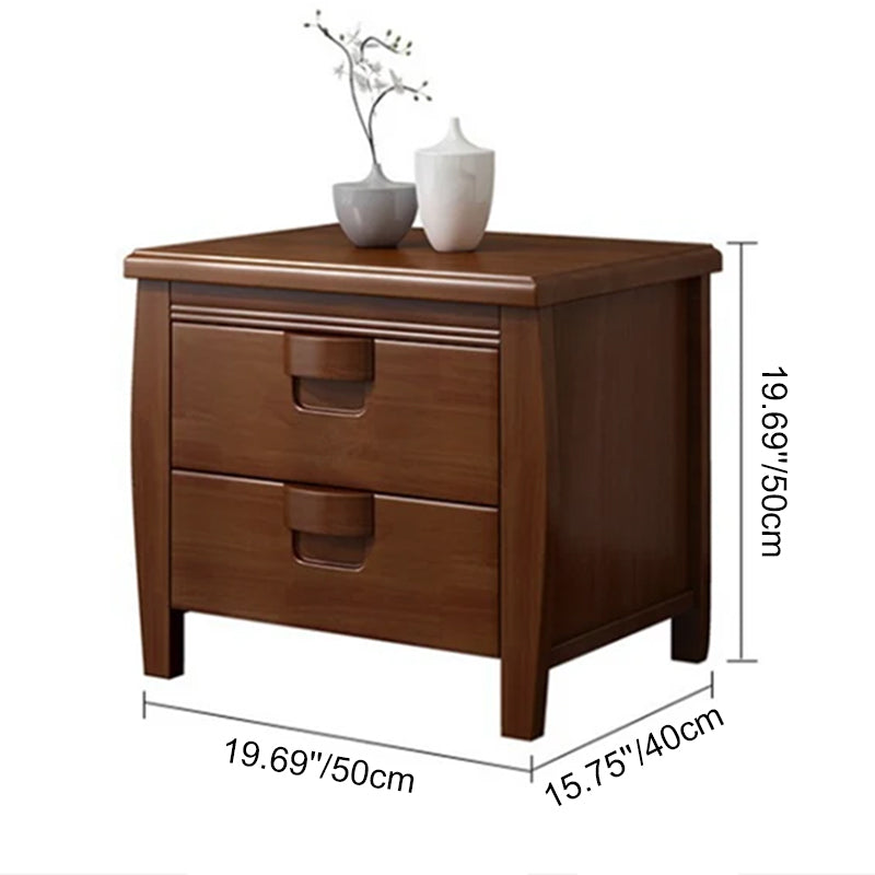 Table de chevet à 2 tiroirs en bois d’hévéa rectangulaire carré de style chinois traditionnel, MDF écologique, bois massif, contreplaqué, pour chambre à coucher 