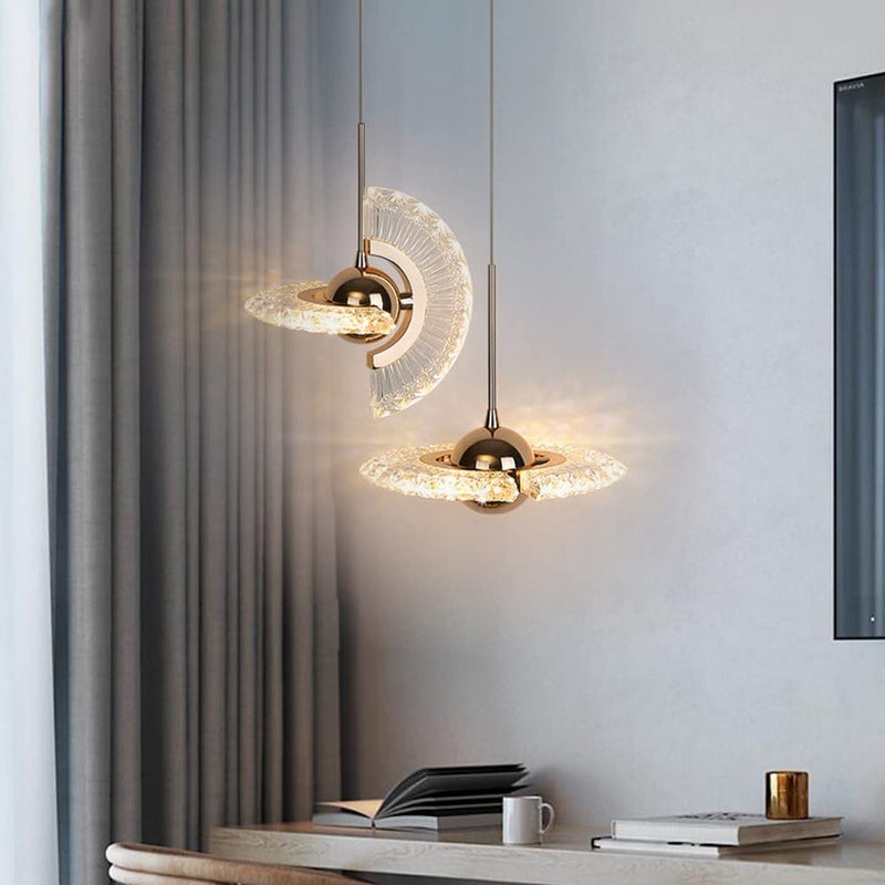 Lustre LED contemporain de luxe avec abat-jour en acrylique rotatif en forme de croix pour salon 