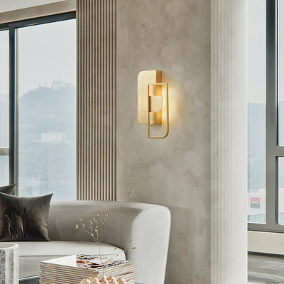 Moderne Mid-Century Wandleuchte aus Kupfer im rechteckigen geometrischen Design mit LED für das Bett 