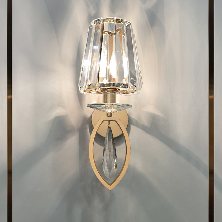 Modern Luxury Metal Iron Stainless Steel Crystal Ball Cylinder 1-Light Wall Sconce Lamp For Bedside