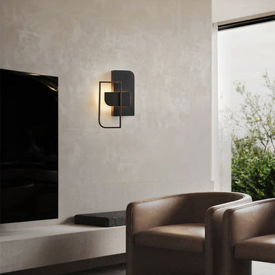Moderne Mid-Century Wandleuchte aus Kupfer im rechteckigen geometrischen Design mit LED für das Bett 