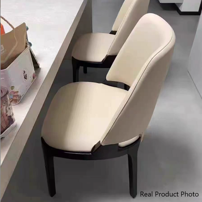 Moderner luxuriöser Esszimmerstuhl mit quadratischer Rückenlehne aus Mikrofaserleder und Eschenholz 